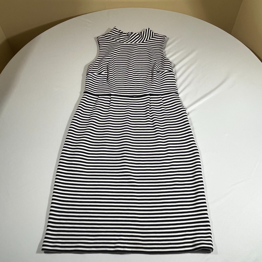 Boden Dress Womens 10 Striped Mock Neck Sleeveless Sheath Nautical Business Knit